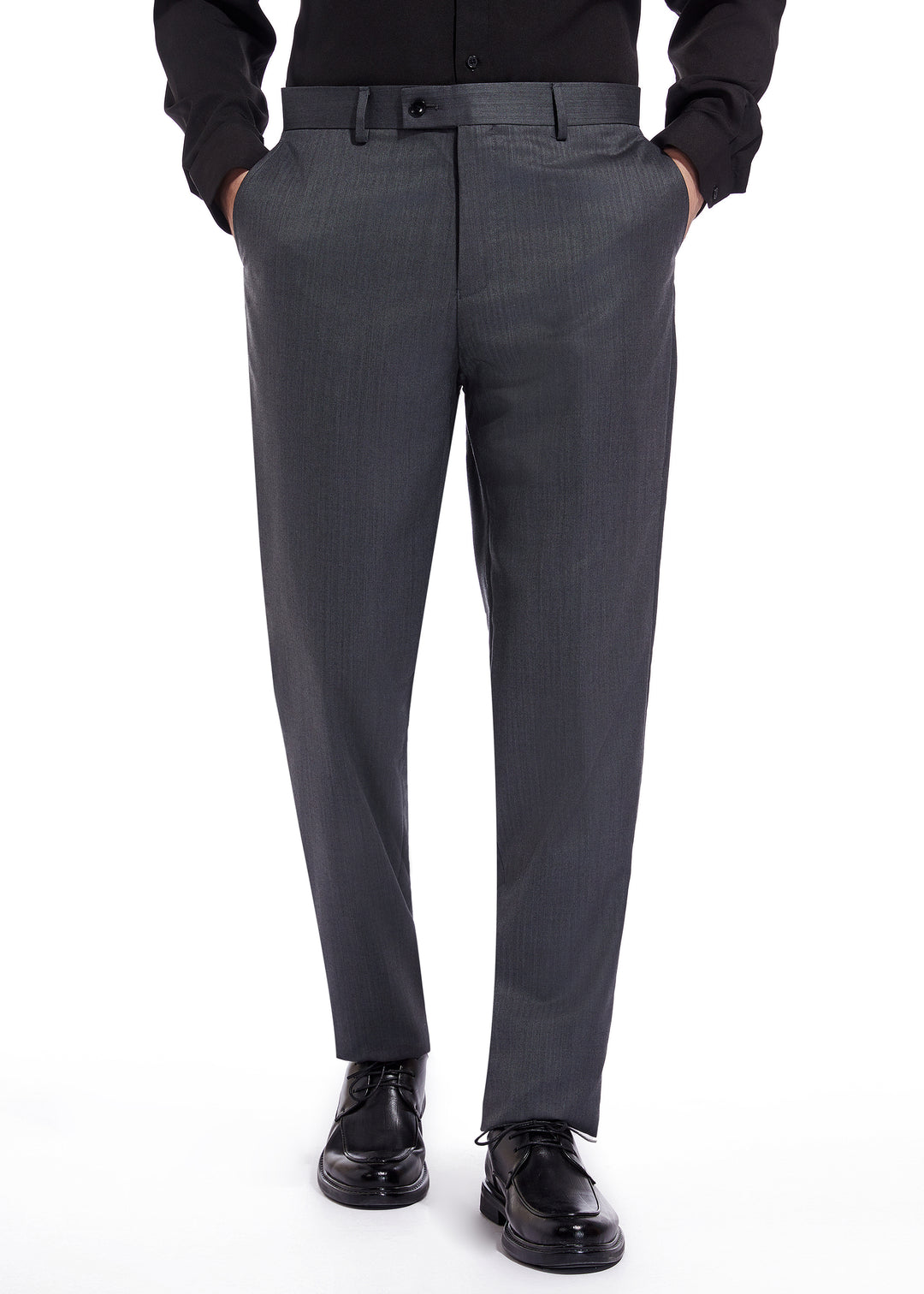 Hechter Paris Solid Charcoal Texture Modern Fit Wool Suit