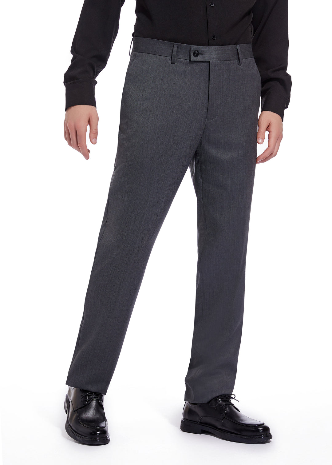 Hechter Paris Solid Charcoal Texture Modern Fit Wool Suit