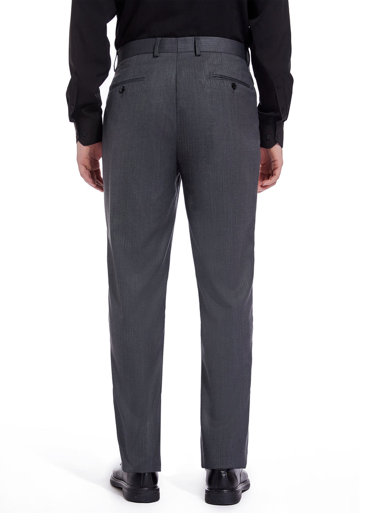 Hechter Paris Solid Charcoal Texture Modern Fit Wool Suit