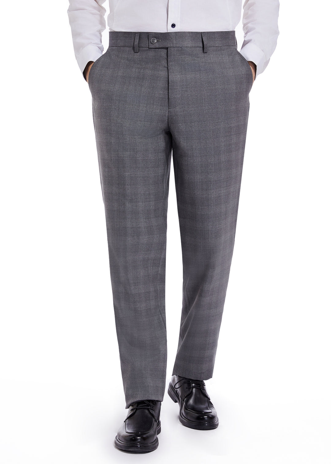 Hechter Paris Charcoal Plaid Modern Fit Wool Suit