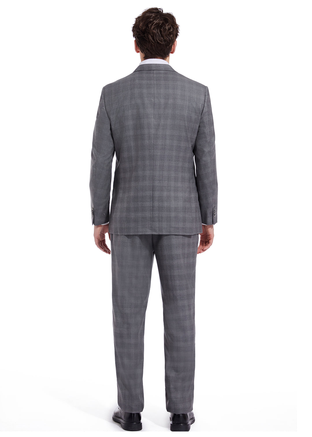 Hechter Paris Charcoal Plaid Modern Fit Wool Suit