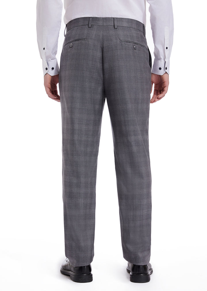 Hechter Paris Charcoal Plaid Modern Fit Wool Suit