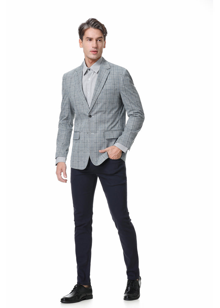 Duchamp Plaid Stretch Sport Coat