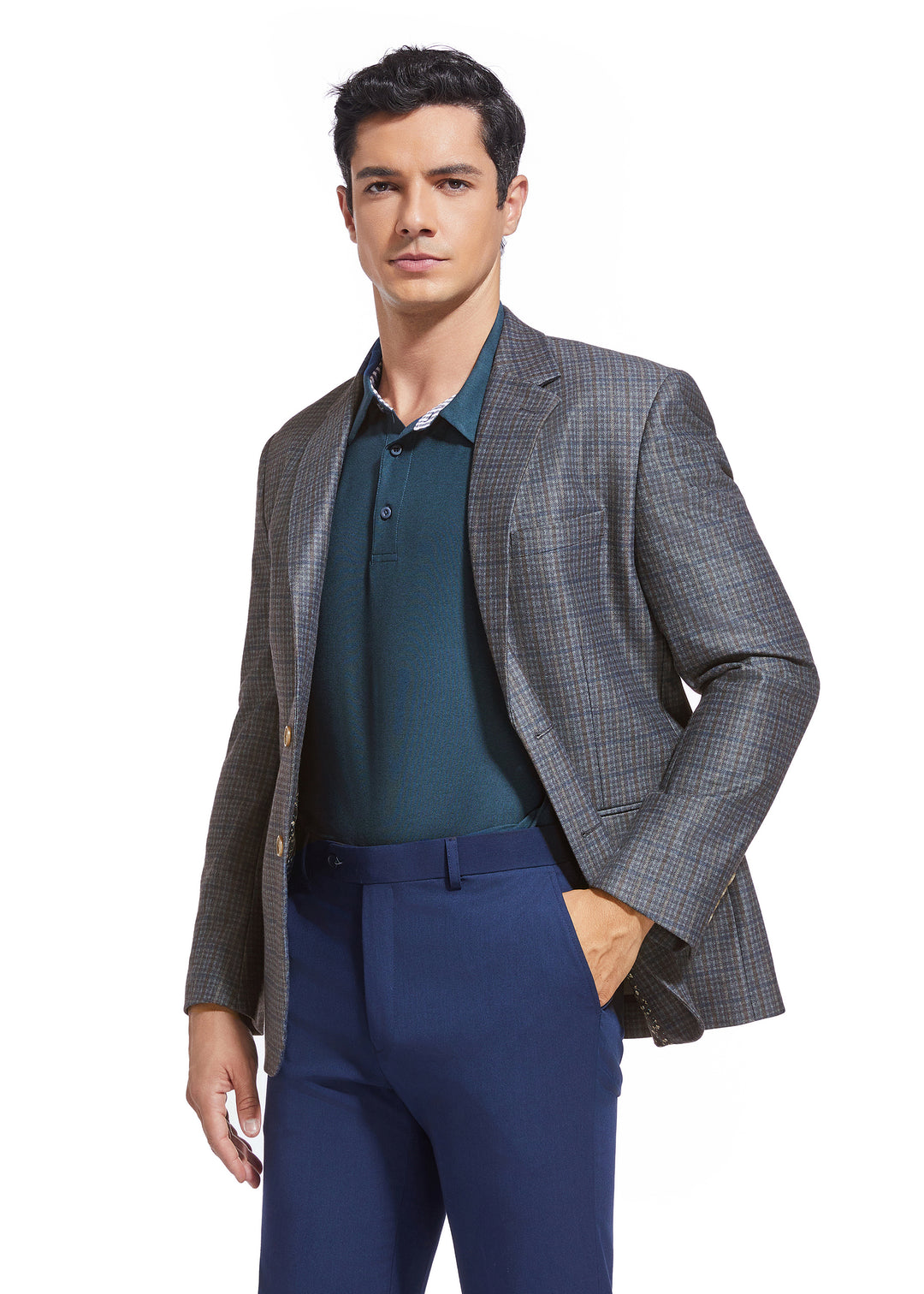 DUCHAMP PLAID KNIT SPORTCOAT