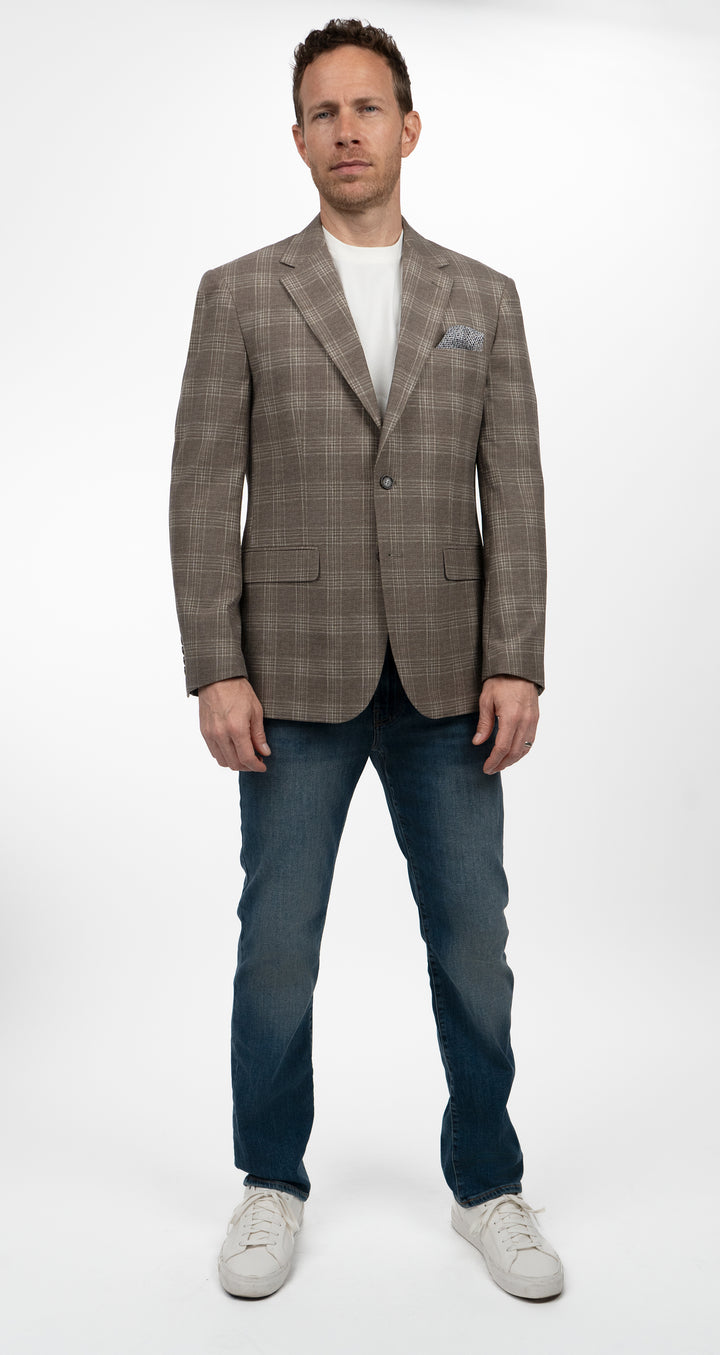 Duchamp London Brown Windowpane Sportcoat