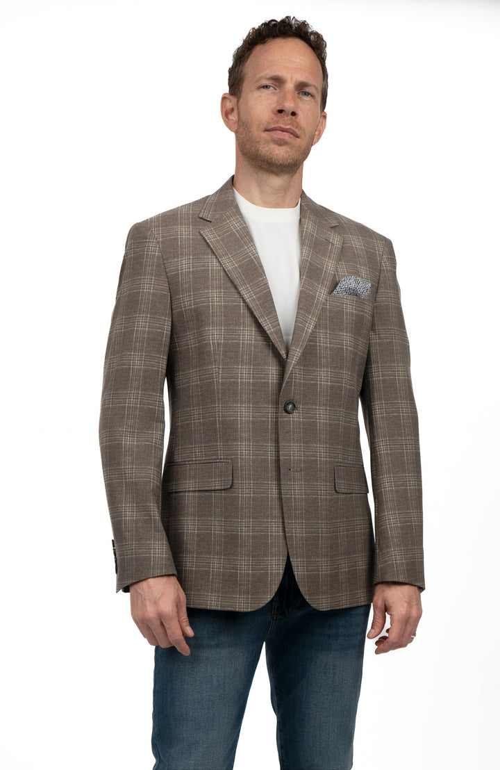 Duchamp London Brown Windowpane Sportcoat