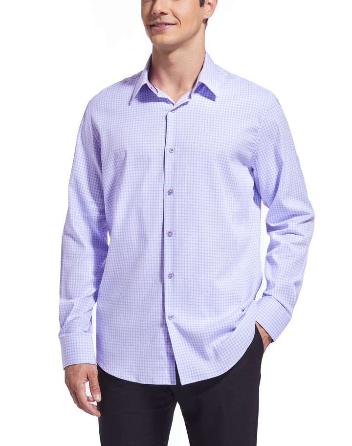 Duchamp London Purple Check Dress Shirt