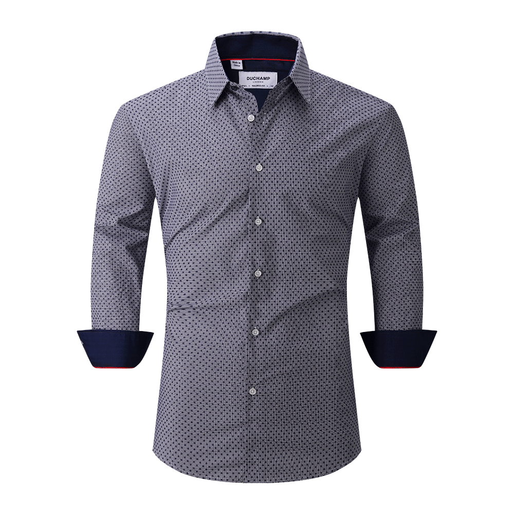 Duchamp London Navy Dot Dress Shirt