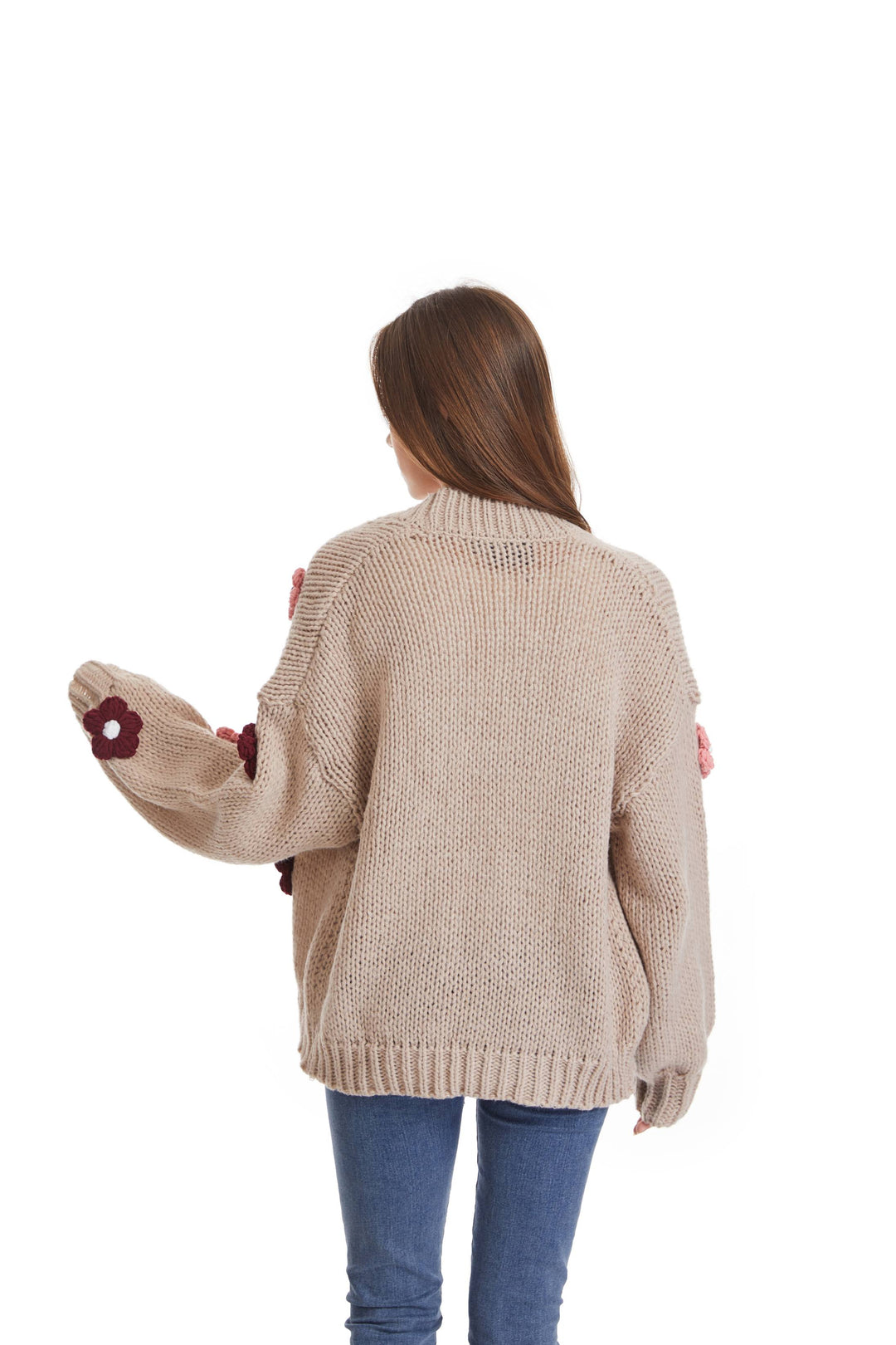 Roffe 3D Floral Knit Cardigan