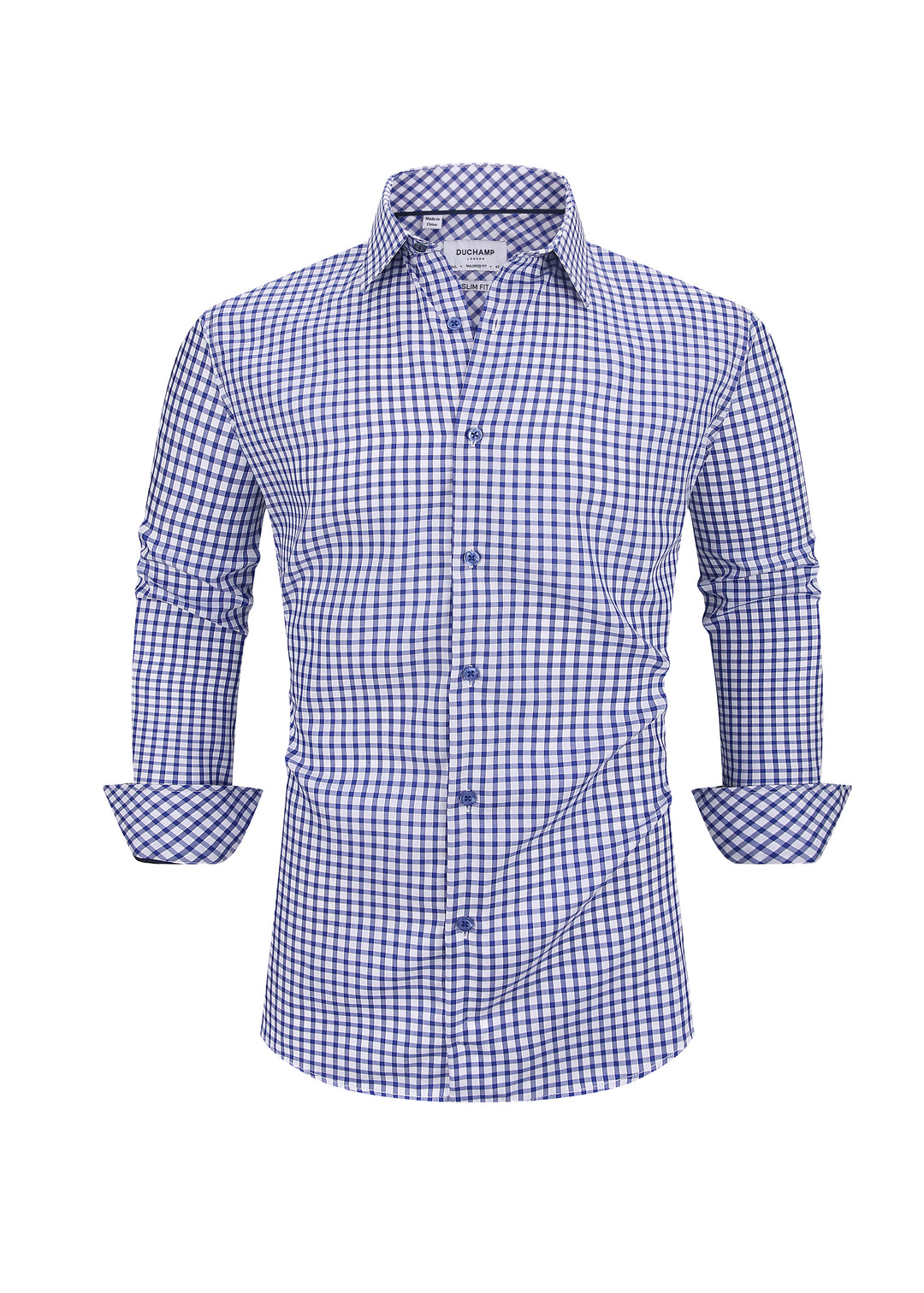 Duchamp London Blue Check Dress Shirt