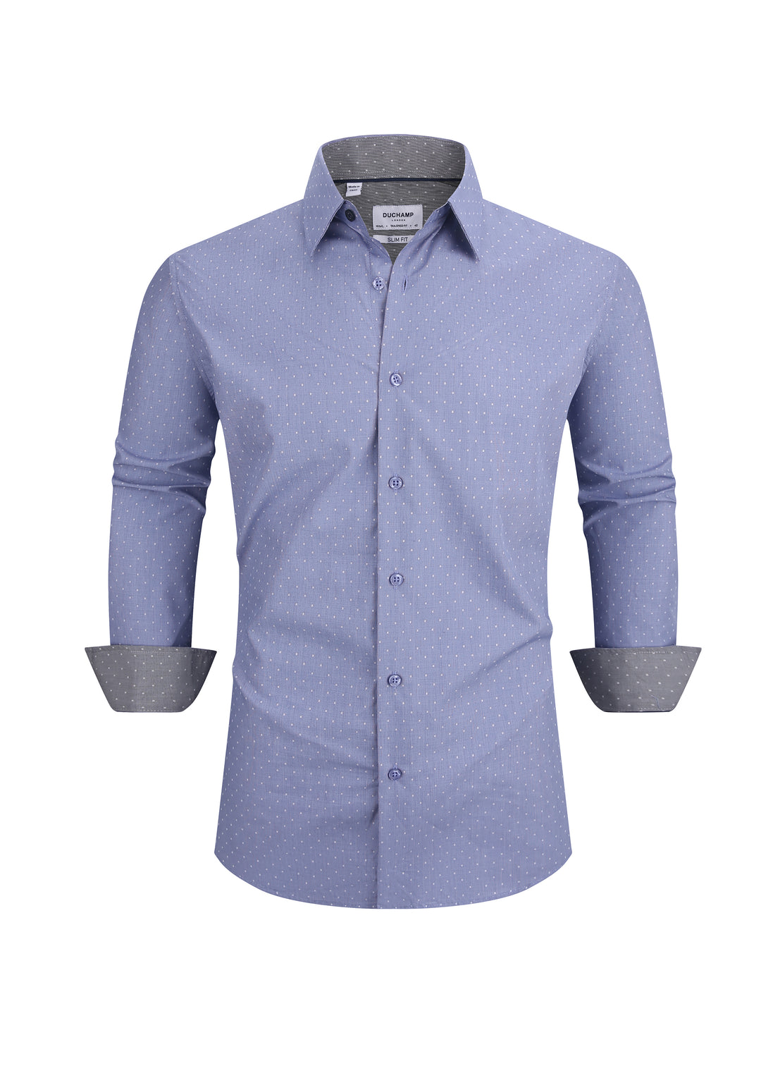 Duchamp London Blue Textured Dress Shirt