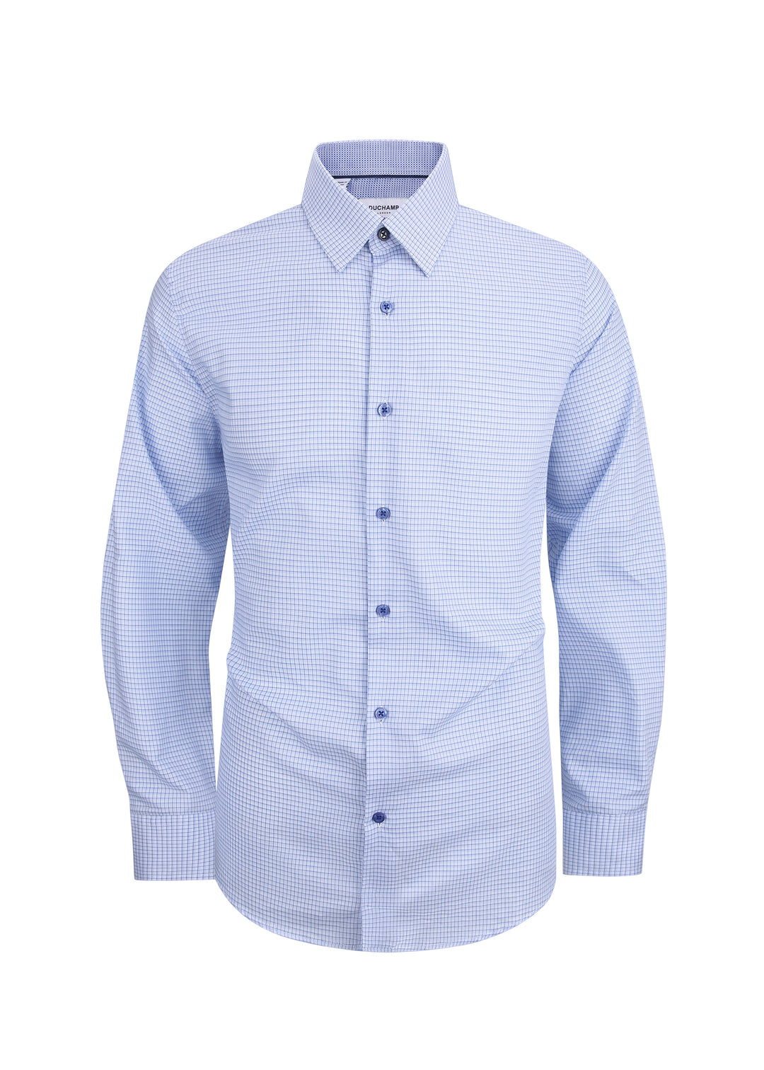 Duchamp London Blue Mini Check Dress Shirt