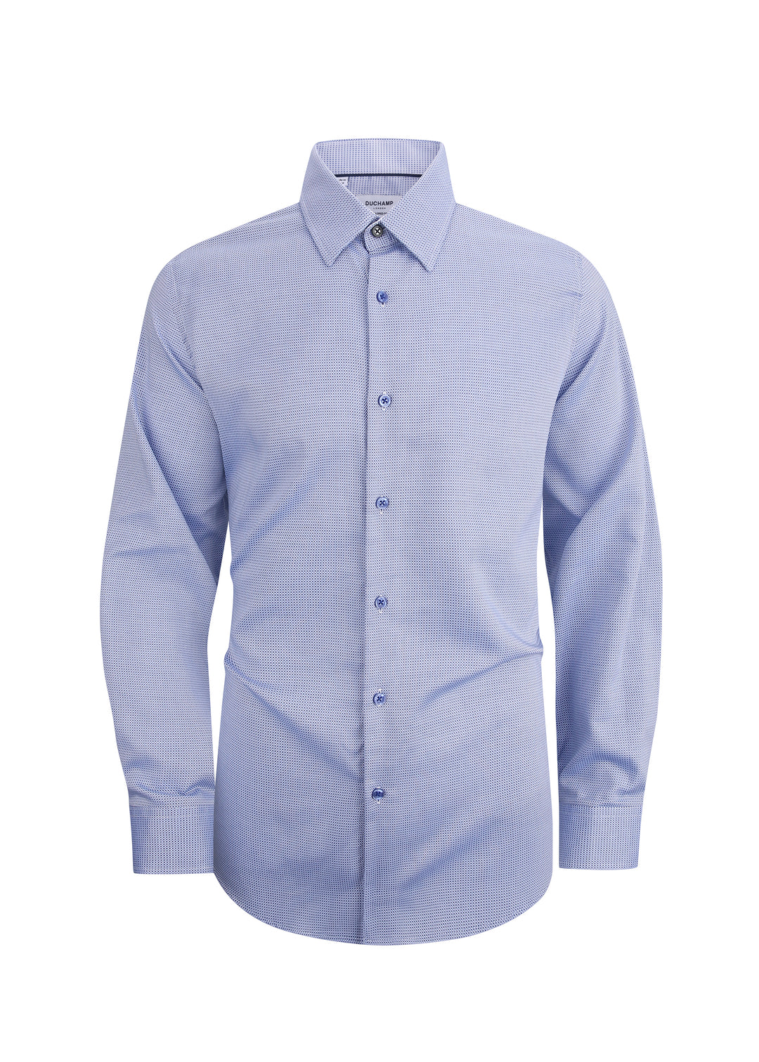 Duchamp London Blue Solid Textured Dress Shirt