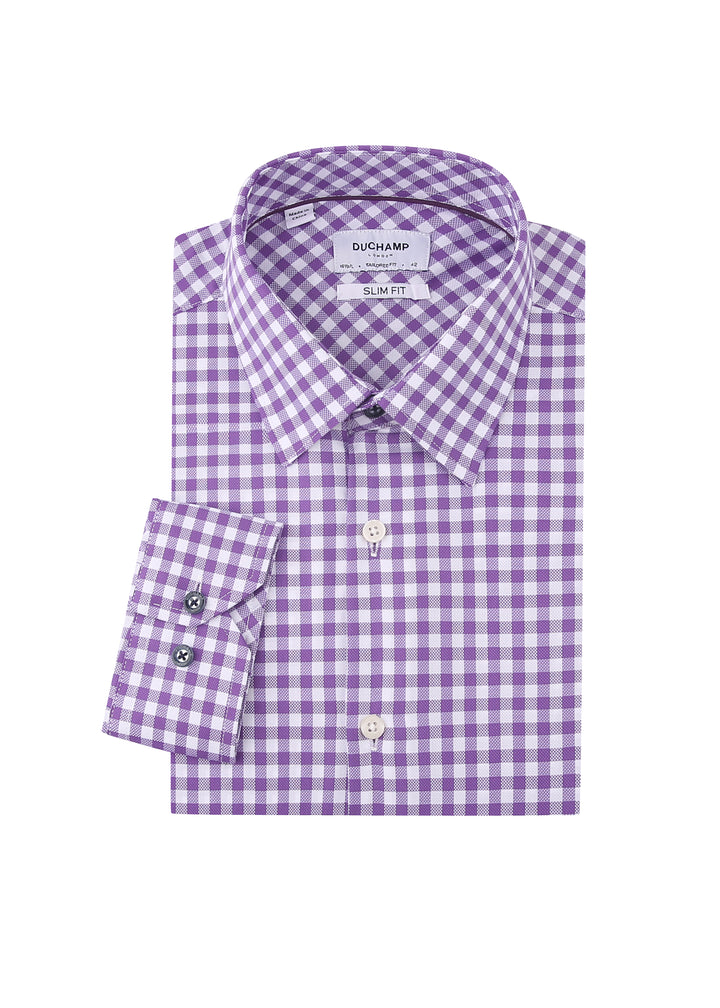 Duchamp London Purple Check Dress Shirt