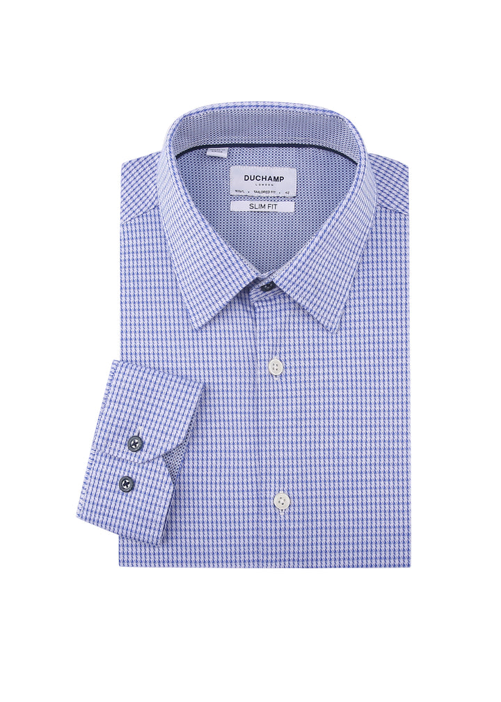 Duchamp London Blue Check Dress Shirt