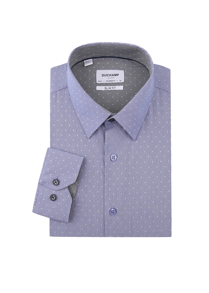 Duchamp London Blue Textured Dress Shirt