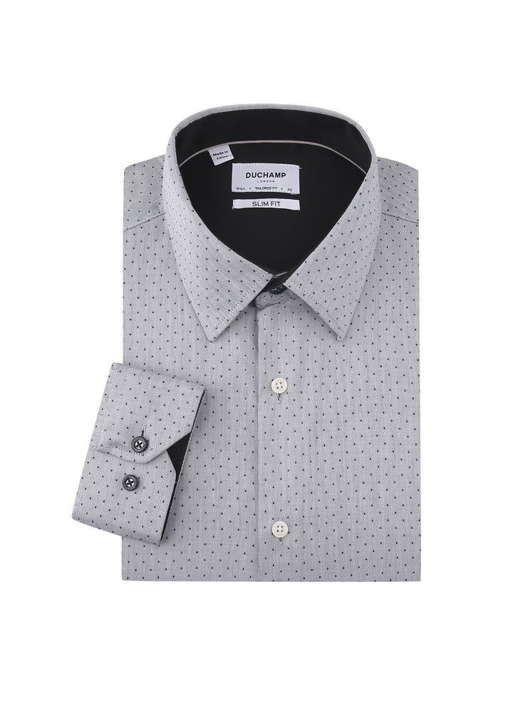 Duchamp London Grey Dot Dress Shirt