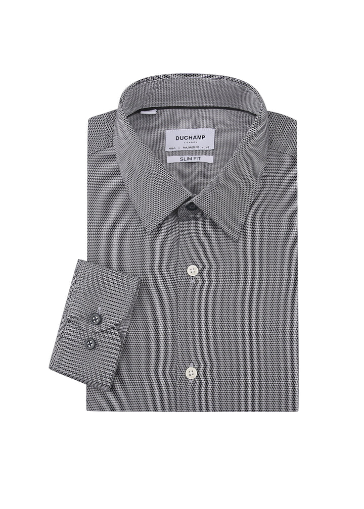 Duchamp London Black Solid Textured Dress Shirt