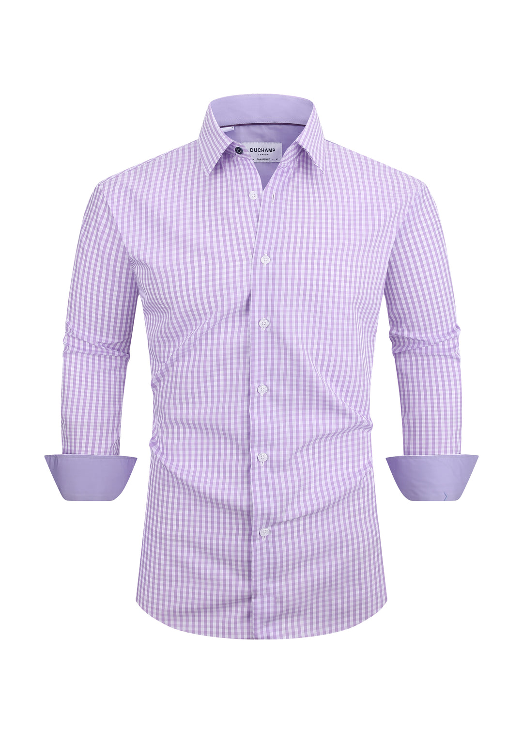 Duchamp London Purple Check Dress Shirt