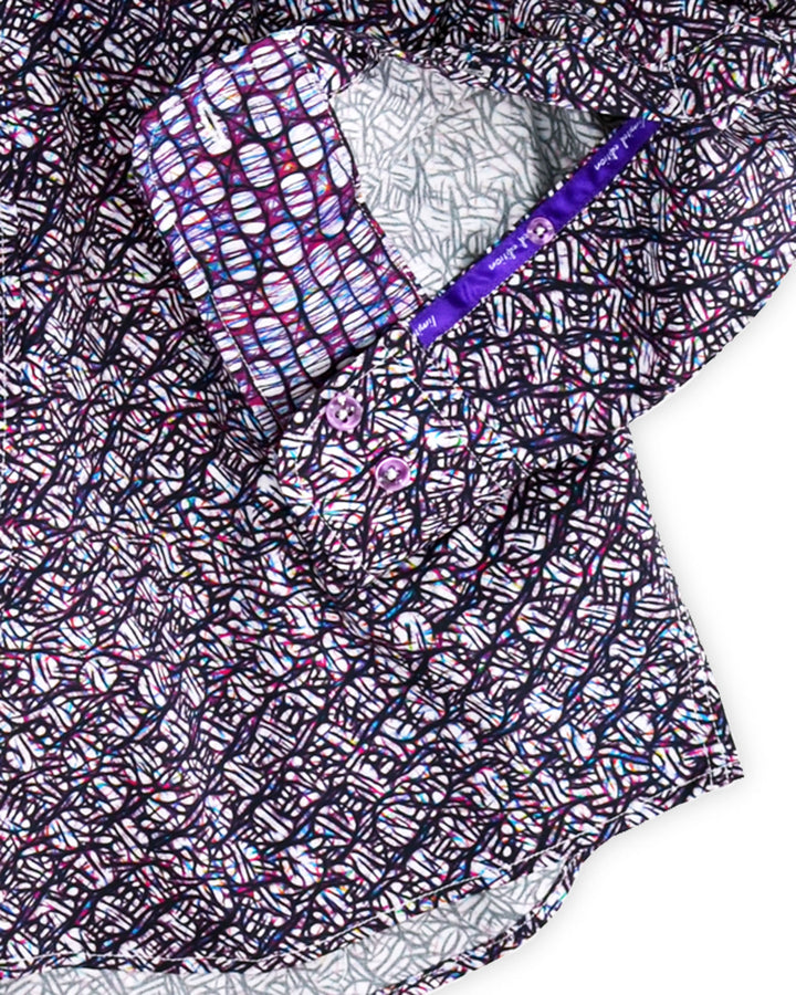 1 Like No Other Black and Purple Geometric Print Shirt