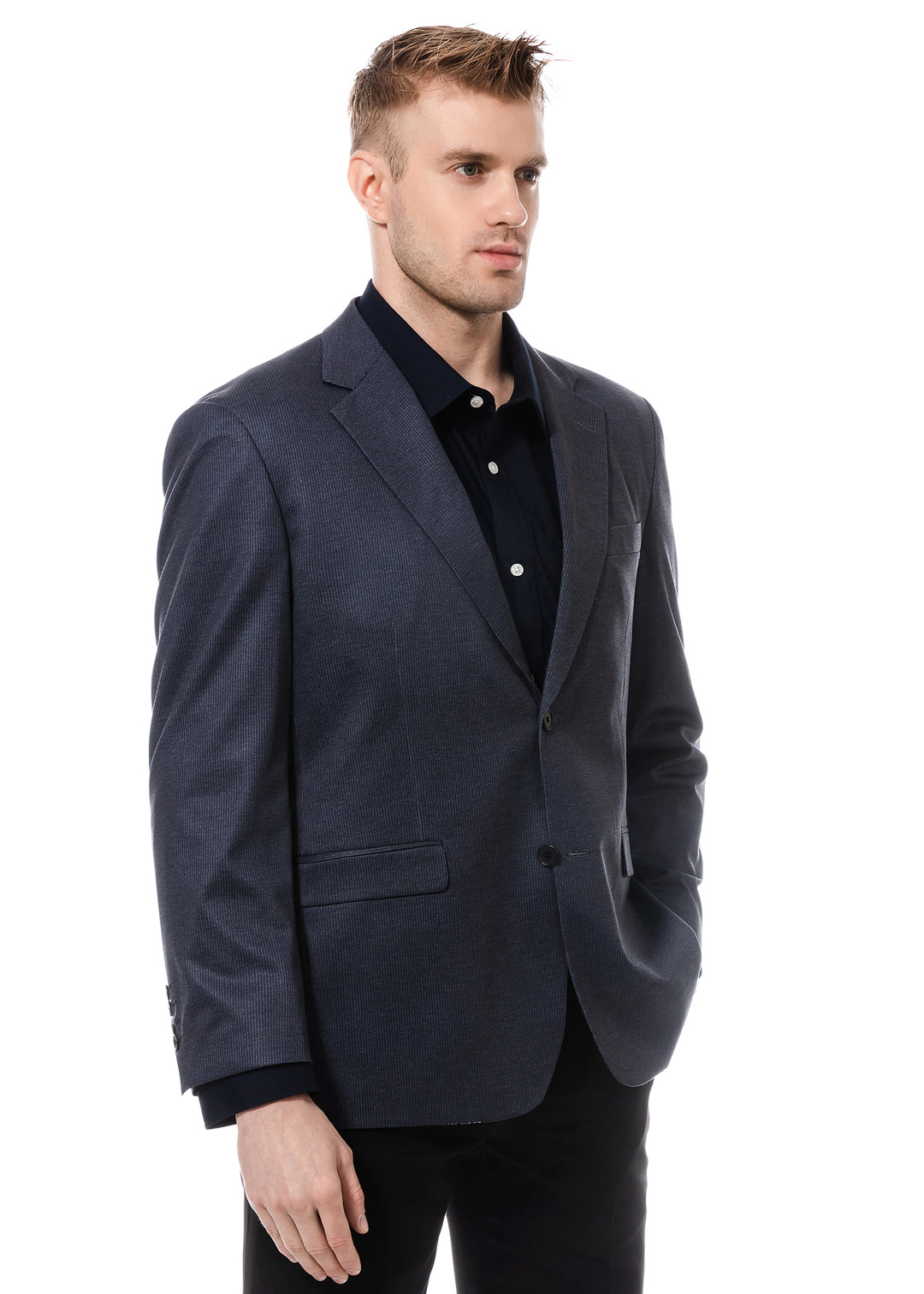 Duchamp Charcoal Soft Tonal Stripe Stretch Blazer