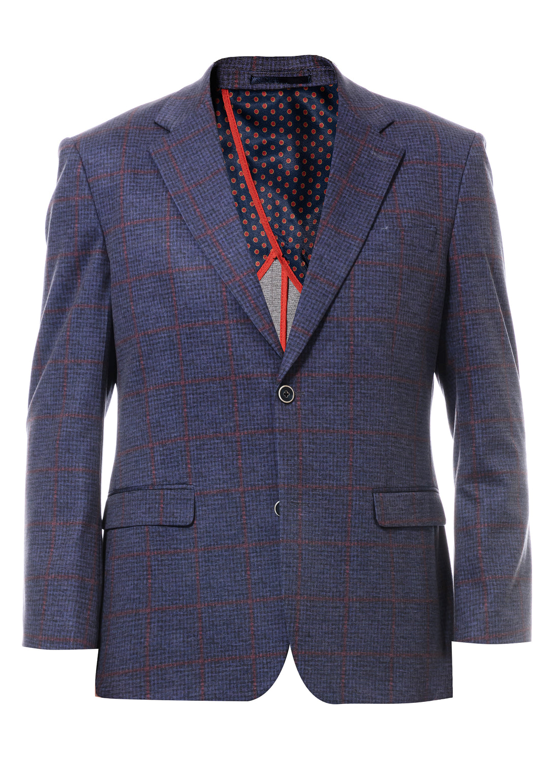 Duchamp Blue Check Windowpane Blazer