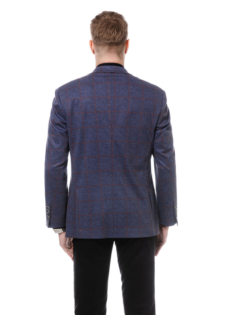 Duchamp Blue Check Windowpane Blazer