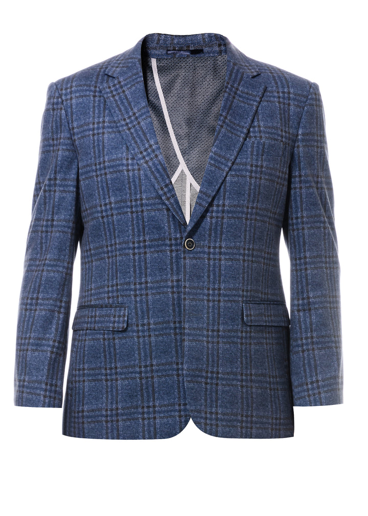 Duchamp Blue Triple-Windowpane Blazer