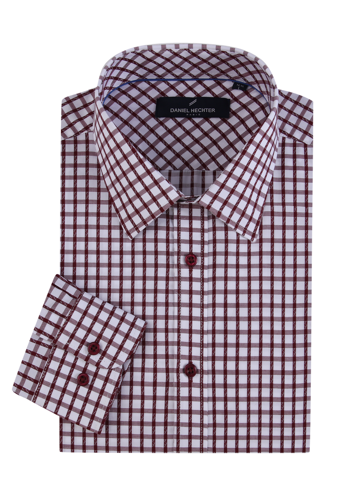 Hechter Paris Gingham Slim Fit Dress Non-Iron Shirt