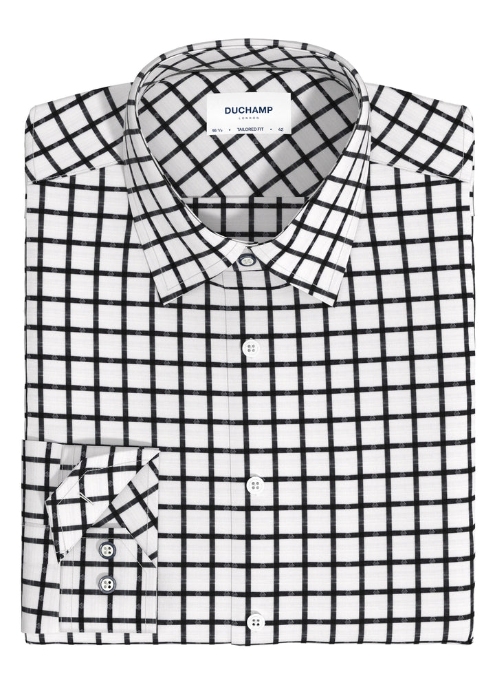 Duchamp London Modern Windowpane Dress Shirt